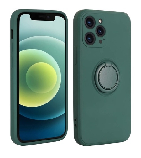Husa protectie Vafy compatibila cu Samsung A20E Liquid Silicone Ring cu suport rotativ Verde