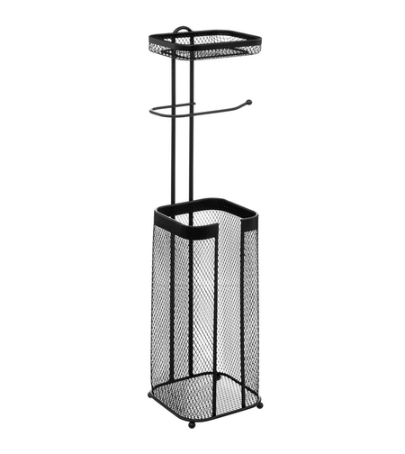 Suport hartie igienica 5Five Mayaj cu spatiu depozitare, otel, 17x16x73 cm, negru