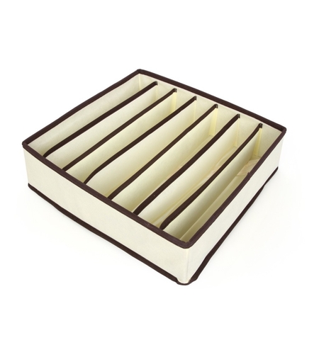 Cutie De Depozitare, Flippy, Pentru Lenjerie, Sosete Si Sutiene, Material Textil, 7 Compartimente, 32 x 32 x 10 cm, Culoare Bej