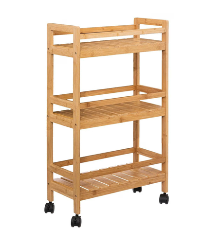 Etajera mobila Linha din bambus, 3 niveluri, dimensiuni compacte, 45x22x80 cm, natur