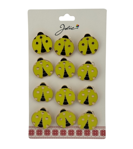 Set 12 Brose Martisor pentru Copii, Jolie, Model Buburuza, Auriu