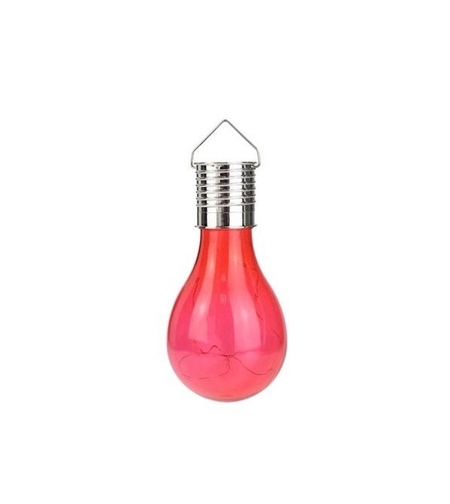 Lampa Solara LED Decorativa sub forma de Bulb, pentru exterior, suspendata, IP65, Ultron Rosu, Flippy