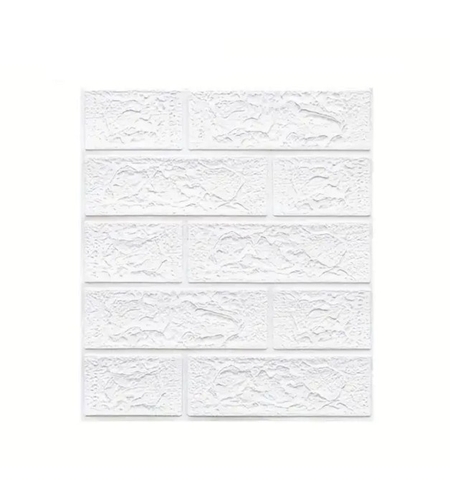 Set 10 Placi Tapet 3D, Flippy, 35 x 38 cm, Grosime 3 mm, din Polietilena, Model Caramida, Suprafata acoperita 1.33 mp, Alb