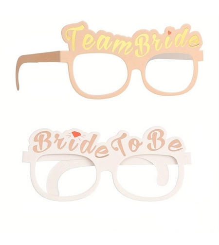 Set 10 Ochelari, Flippy, Tematica Petrecerea Burlacitelor, Model Team Bride si Bride to Be, 9 x Roz, 1 x Alb
