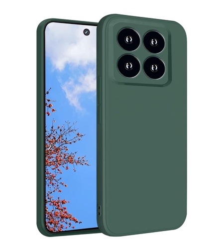 Husa de Protectie, Vafy, pentru Xiaomi 14, Liquid Silicone, cu Microfibra pe Interior, Protectie Antisoc, Compatibil Incarcare Wireless, Verde