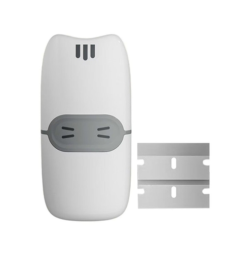 Mini Racleta de Curatare, Flippy, pentru Etichete, Adezivi, din ABS+ Metal, 2 Lame Incluse, Alb/Gri