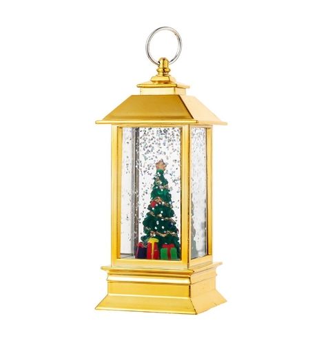 Decoratiune Luminoasa, Flippy, Felinar de Craciun, cu Lumina LED, Ornament Model Brad de Craciun, 5.3x5.3x13 cm, Galben