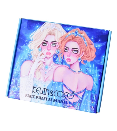 Set de Machiaj Kevin&Coco, 30 de Culori, Farduri de Pleoape, Iluminatoare Lichide, Lip Gloss-uri, Blush, Glitter, Model Regina Ghetii, 24.5x21.2x8.7 cm, Multicolor