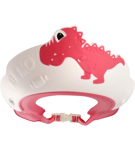 Viziera de Protectie Baie Pentru Copii, Fippy, Model Dinozaur, Dimensiune ajustabila, Durabil, Usor de curatat, Impotriva Samponului, pentru Ochi si Urechi, TPE+PP, 22x21 cm, Rosu