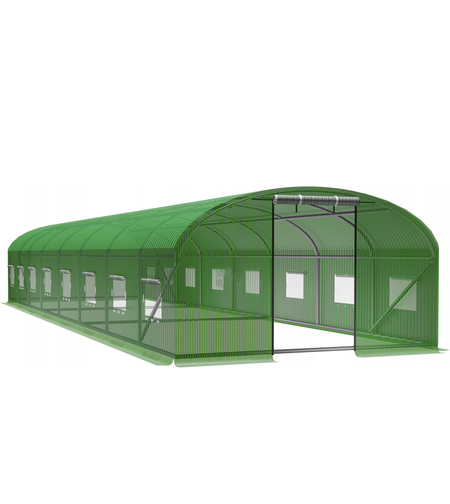 Sera de gradina, tip tunel cu cadru metalic, 400x1000cm, verde, 40mp