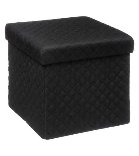 Taburet pliabil 5Five patrat cu spatiu de depozitare, MDF, 31x31x31 cm, negru