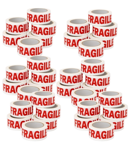 Set 36 Role Banda Adeziva Fragile, Low Noise, 50mmx66m, Sigilare Colete/Pachete Sensibile, Transparent