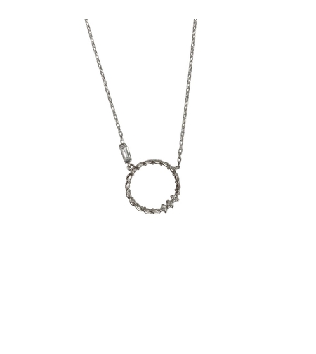 Colier Argint 925, Cerc Rasucit cu Zirconii 41 cm