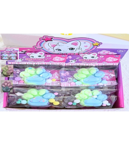 Jucarie Antistres Squishy, Flippy, cu Revenire Lenta, Labuta de Pisica Pufoasa, 7.5 cm, Ambalaj Transparent, Model 27059, Multicolor
