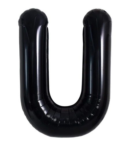 Balon Folie Metalizata Litera U, Flippy, 40 cm, Umflati cu Heliu sau Aer, Ambalaj Individual, Pai inclus, Negru