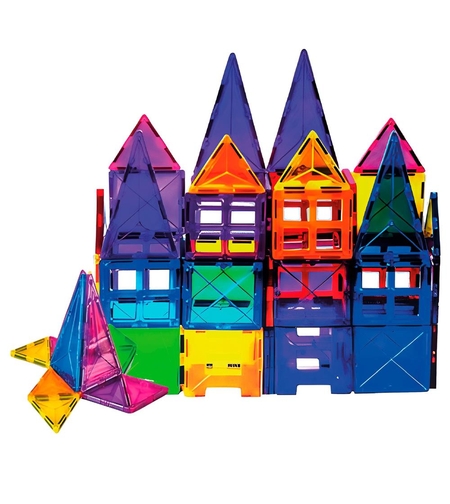Set de constructie din piese magnetice educative pentru copii 60 de piese, multicolor