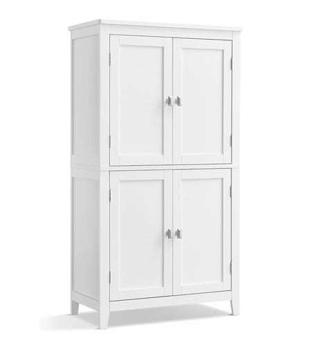 VASAGLE Dulap de baie, din MDF, cu 2 compartimente si 4 usi, rafturi reglabile, 30x60x110cm, alb