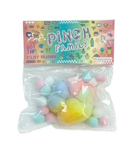 Jucarie Antistres Squishy, Flippy, cu Revenire Lenta, Squeeze Pinch Family, Model Labuta de Pisica Pufoasa, 6x6 cm, 70g, Ambalaj Transparent, Multicolor