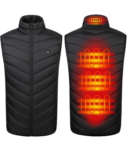 Vesta Inteligenta Incalzita, Vafy, Unisex, 2 Zone de Incalzire, Umplutura Bumbac, 3 Trepte de Temperatura, Incarcare USB, Negru, 65 - 75 kg, Marime XXL
