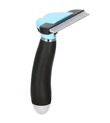 Perie trimmer pentru caini si pisici cu par lung sau scurt, autocuratare, lama 10cm, negru albastru