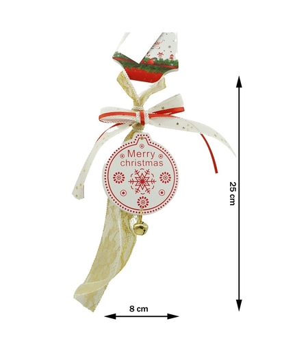 Ornament de brad medalion, Flippy, alb, lemn, 25 cm