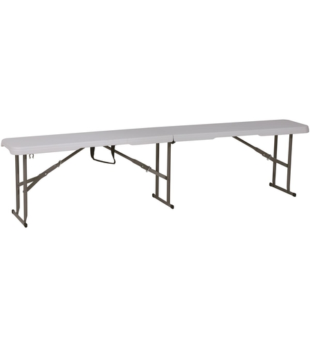 Banca pliabila pentru evenimente si catering, 183x28x43 cm, din HDPE si otel, alb