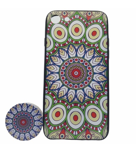 Husa Apple iPhone 7 Plus/8 Plus Multicolor Model Paun + Popsocket inclus