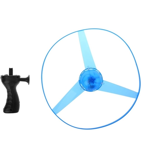 Jucarie Disc Zburator, Distractiv pentru Copii, Flippy, Aruncator Manual din Plastic, cu Lumini, Albastru