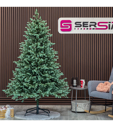 Brad artificial Sersimo, Scandinavia, verde cu varfuri argintii, integral 3D, 210 cm