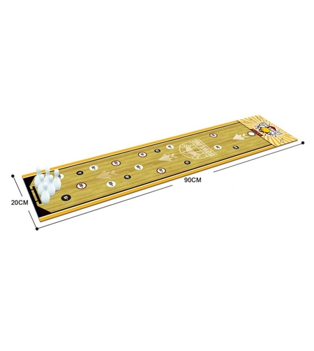 Joc Interactiv, Flippy, Covor de Bowling 90 x 20 cm, 1-4 Jucatori, +5 Ani, 6 Mingi Incluse, 6 Popice, Galben