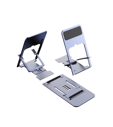 Suport pentru Telefon, Flippy, Pliabil, Reglabil, din ABS, Argintiu