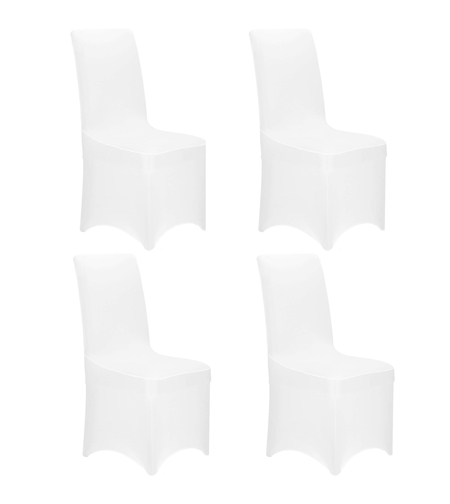 Set 4 huse pentru scaune de evenimente, marime universala, poliester si spandex, alb