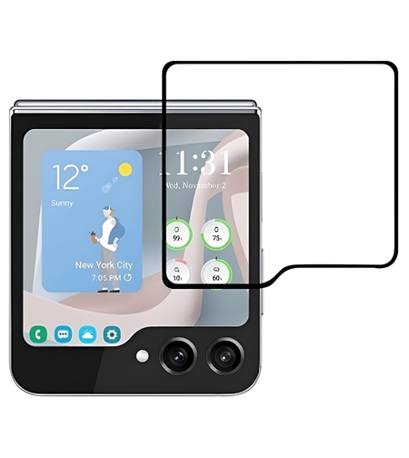 Folie Sticla Securizata, Vafy, Pentru Samsung Galaxy Z Flip 5, Full Glue, Margini Negre, Transparent
