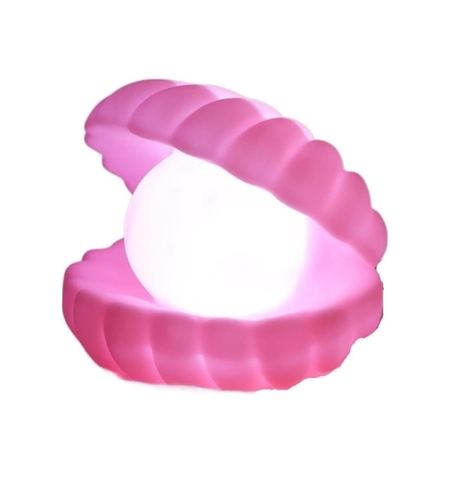 Lampa de Veghe, Flippy, Model Scoica cu Perla, Lumina Calda, 10 x 8.5 cm, Led, Baterii Incluse 3 x LR44, Roz