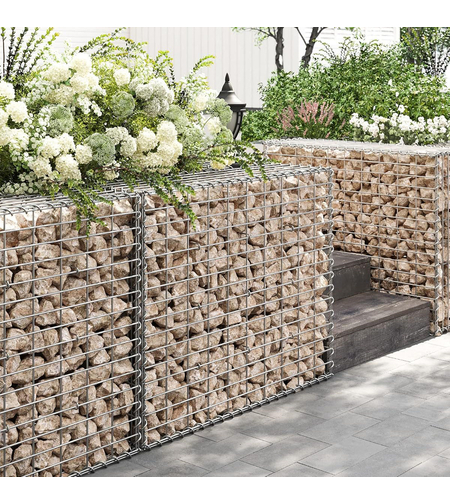 SONGMICS Cos de gabioane pentru pietre, otel galvanizat, 100x80x30cm, argintiu