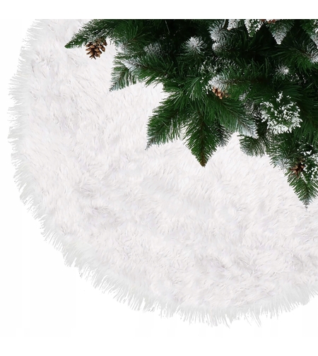 Covoras de pus sub bradul de Craciun, diametru 85 cm, imitatie blana alba