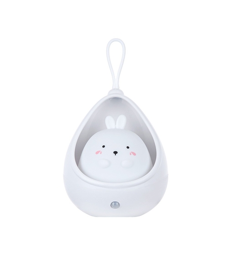 Lampa de veghe portabila cu 2 moduri de functionare Flippy, silicon non-toxic, reincarcabila USB, senzor miscare, alb, iepuras