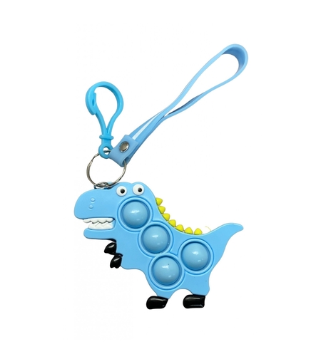 Jucarie antistres din silicon, Flippy, Pop It Now and Flip It, Simple Dimple, Breloc, Dinozaur, Bleu