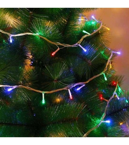 Instalatie de Craciun cu Baterii Tip Liniar, 2 jocuri de lumini, Fir Transparent 10 m 100 LED -uri, Multicolor