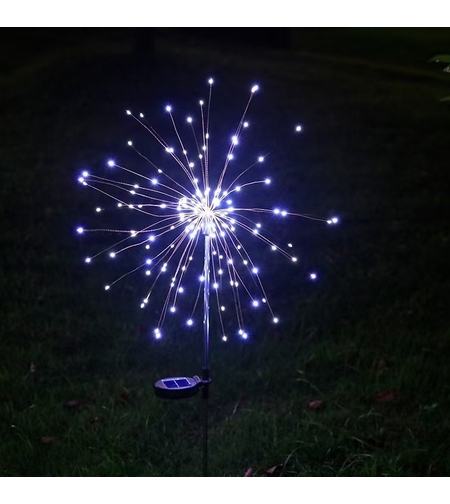 Lampa Solara, Flippy, Decor Gradina, Model Fireworks/Artificii, din Sarma de Cupru, 120 LED-uri, 55W, 90 cm, Alb Rece