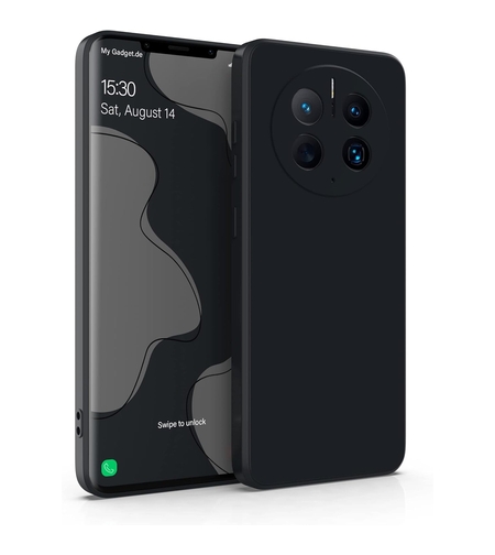 Husa de Protectie, Vafy, pentru Huawei Mate 50 Pro, Liquid Silicone, cu Microfibra pe Interior, Protectie Antisoc, Compatibil Incarcare Wireless, Negru