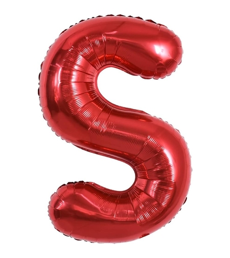 Balon Folie Metalizata Litera S, Flippy, 40 cm, Umflati cu Heliu sau Aer, Ambalaj Individual, Pai inclus, Rosu