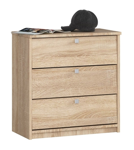 Dulap pantofi MINI cu 3 usi rabatabile, PAL laminat 16 mm, 60x31x62 cm, stejar sonoma