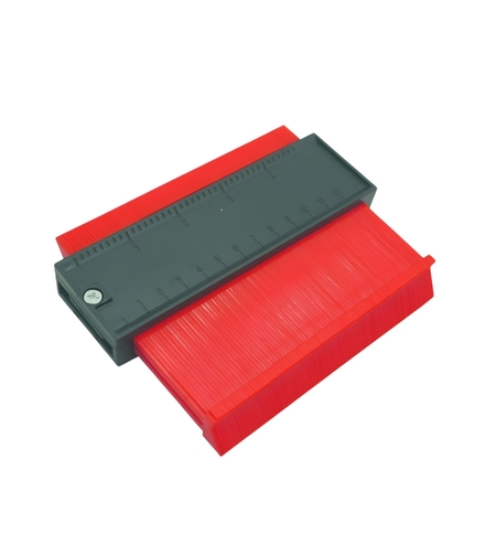 Sablon Masurare Contur, Vafy, Cu Rigla Integrata, pentru Copiere Unghiuri si Forme Neregulate, Plastic Rezistent, 14.6 x 10.5 cm, Rosu/Negru