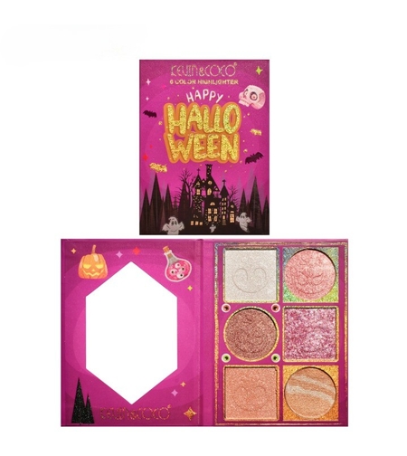 Paleta Iluminatoare, Flippy, 6 Nuante, Halloween, Culori Calde, Dreptunghiulara, 160g, Valabilitate 24 Luni, 17.4x11.5x1.3 cm, Varianta A, Nude-Rose