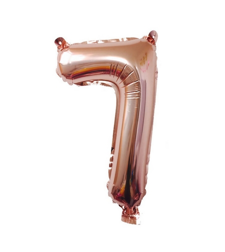Balon din Folie Flippy, Cifra 7, 81 cm, Pentru Aer sau Heliu, Bulk, Roz Auriu