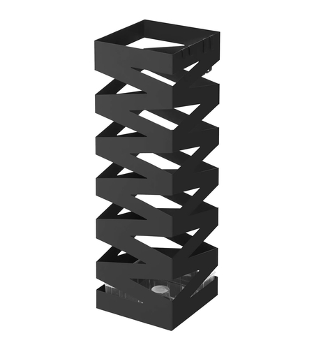 SONGMICS Suport metalic pentru umbrele, cu carlige si tava de picurare, 15x15x49cm, negru