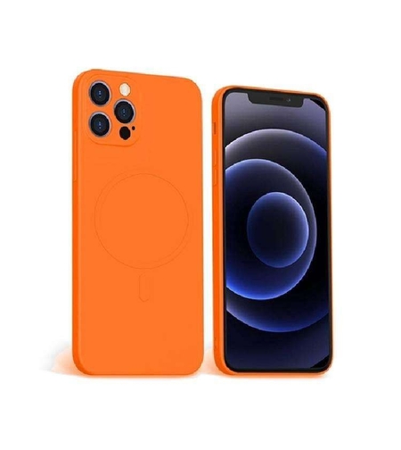 Husa protectie Vafy compatibila cu Apple iPhone 12 Mini Mag Safe Silicone Portocaliu