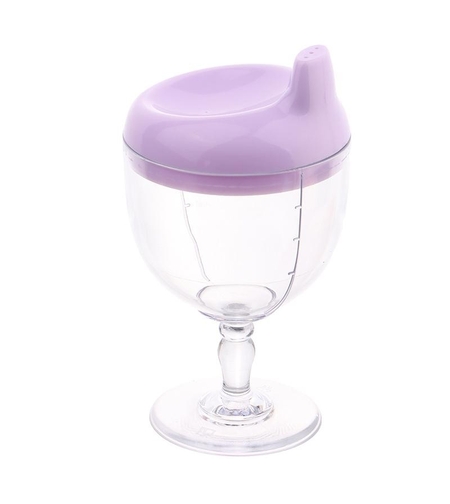Pahar din Plastic Transparent cu Picior, Flippy, pentru Copii, 14 x 7.7 cm, cu Cioc Antiscurgere, + 3 Ani, Fara Maner, Mov