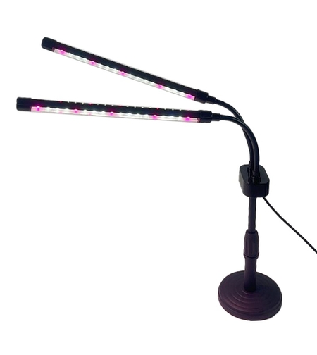 Lampa UV pentru cresterea plantelor, Flippy, conectare la retea, 10W, 2 capete, 36 LED-uri, ajustabila pana la 60 cm, Lumina Alb Mov